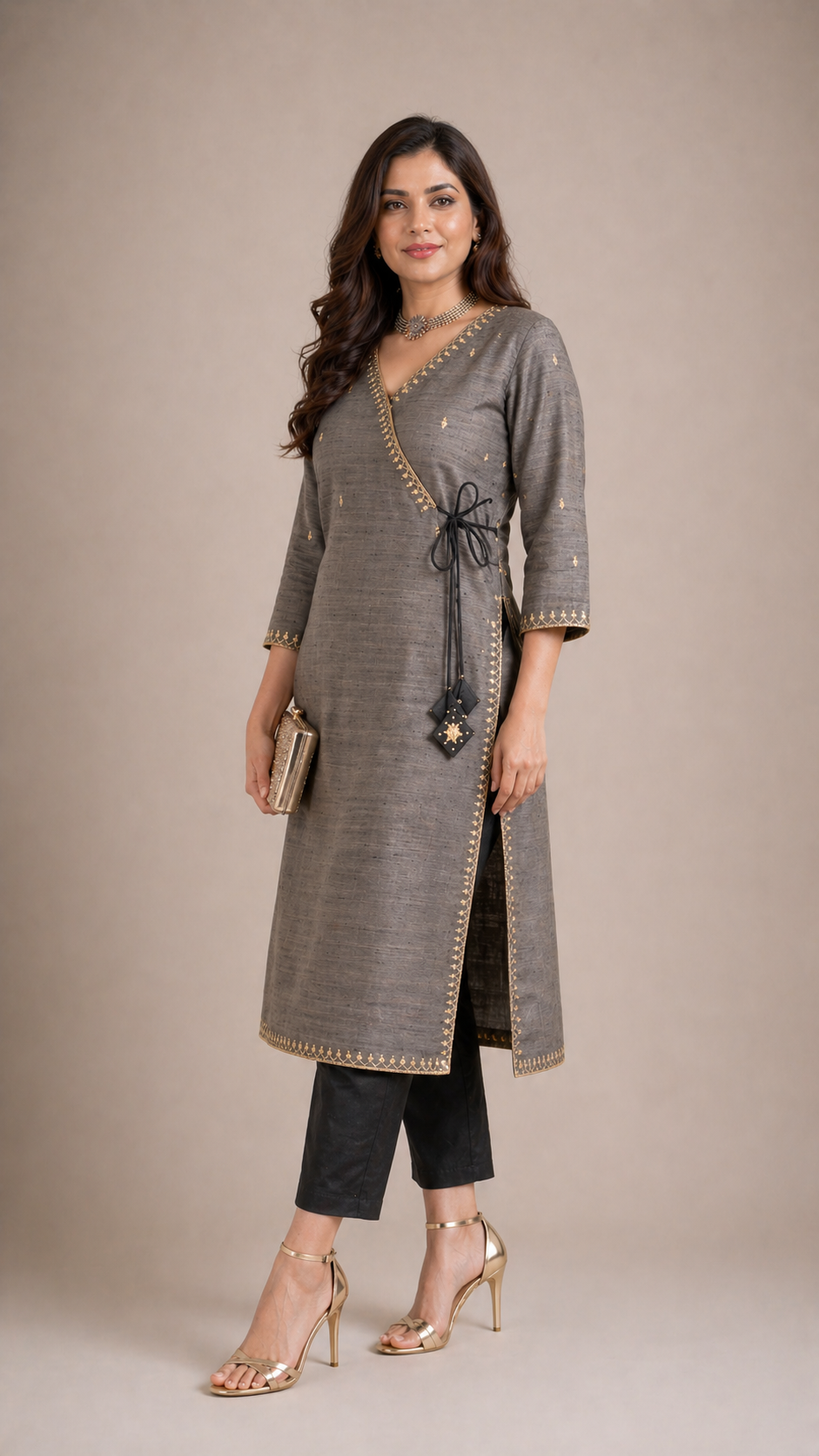 Haze grey silk Kurta Pant Set