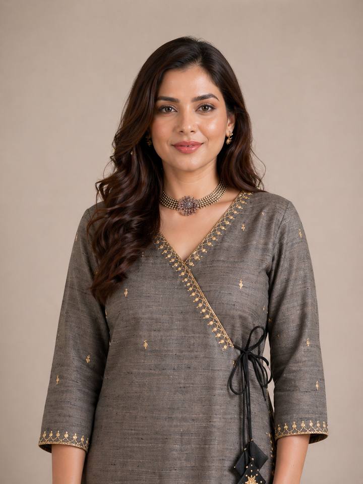 Haze grey silk Kurta Pant Set
