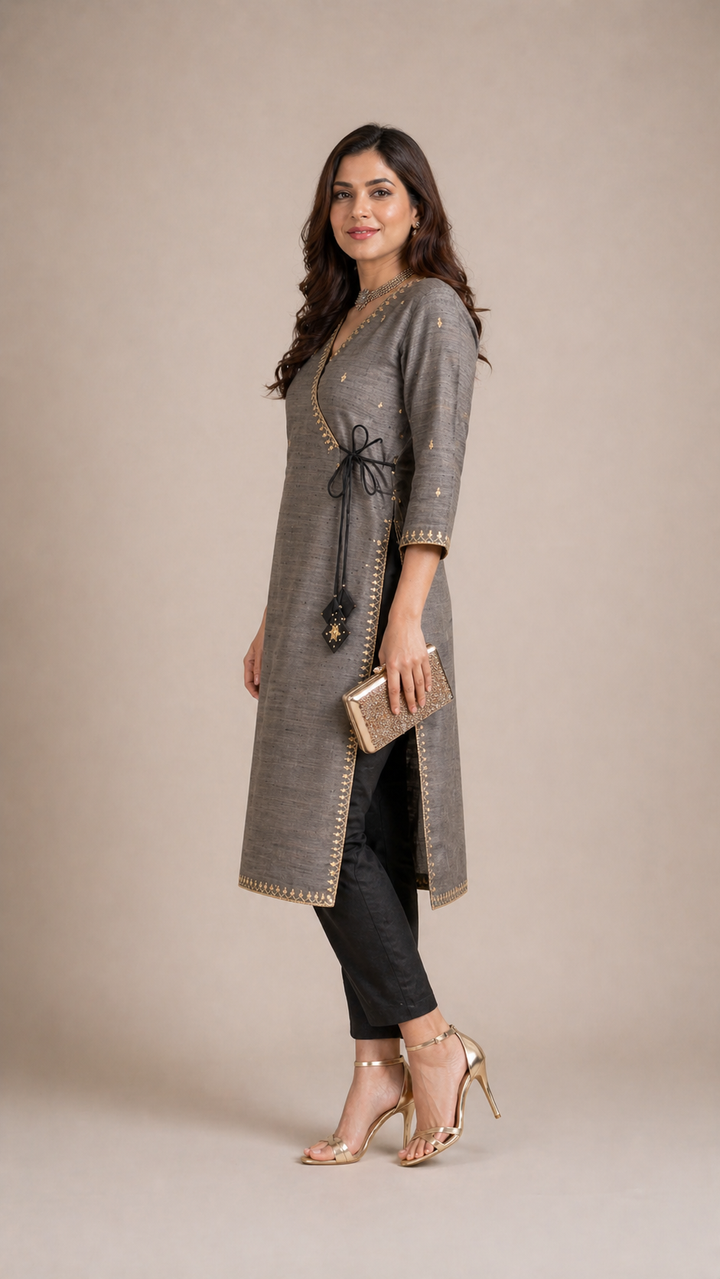 Haze grey silk Kurta Pant Set