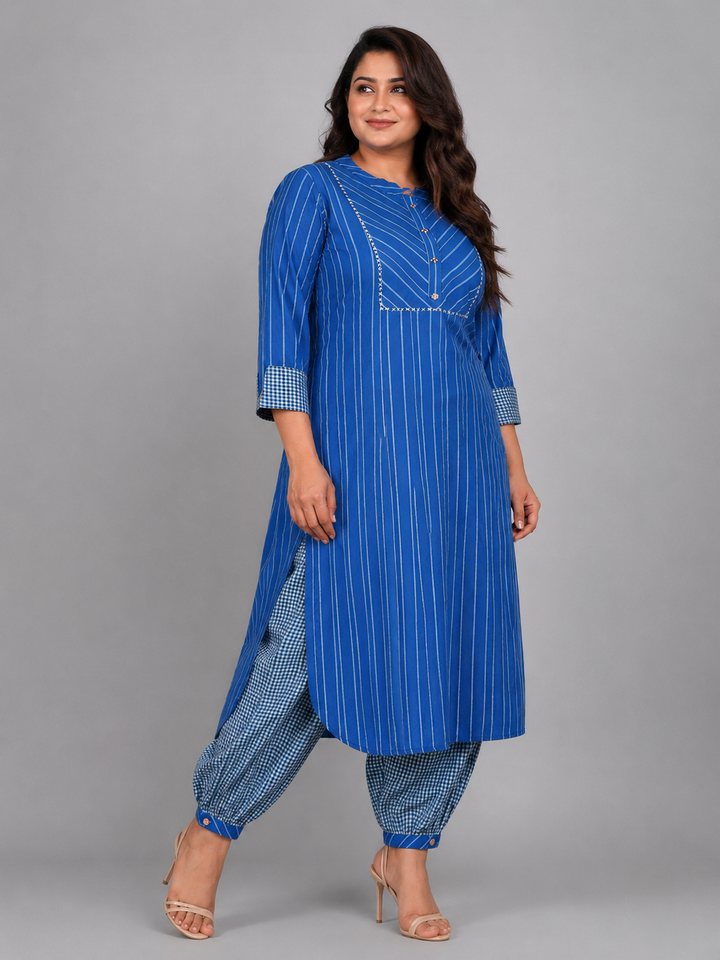 Blue Kurta Afghani Pant Set