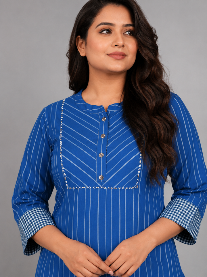 Blue Kurta Afghani Pant Set