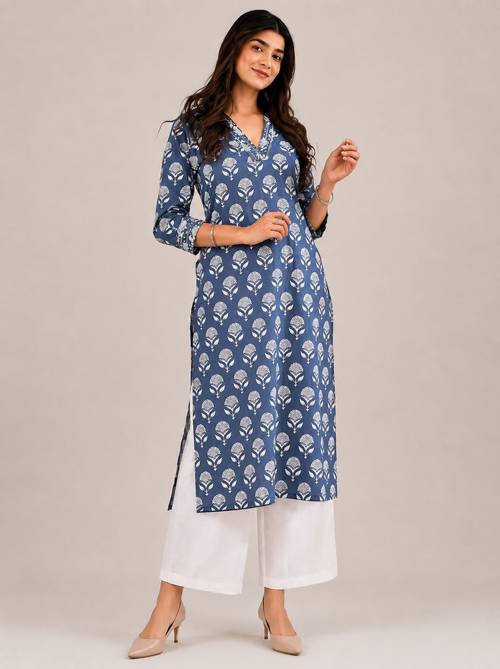 Porpoise Grey Cotton Kurta