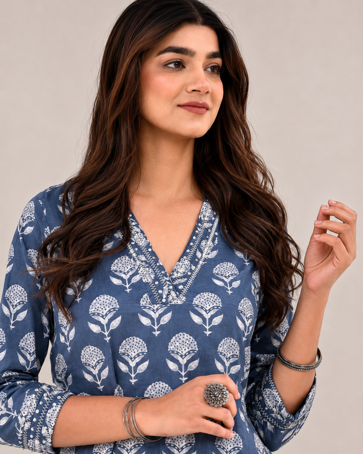 Porpoise Grey Cotton Kurta