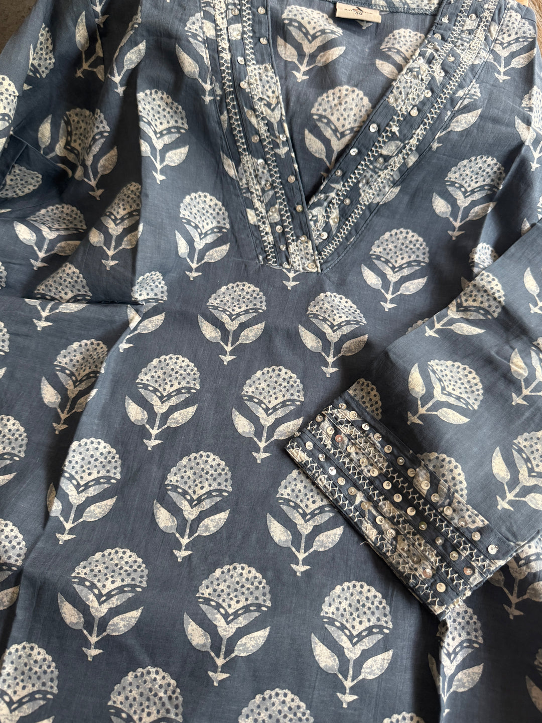 Porpoise Grey Cotton Kurta