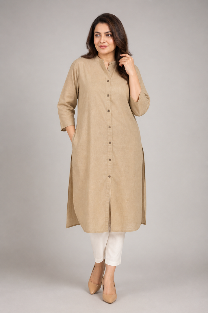 Chikoo Cotton Kurta