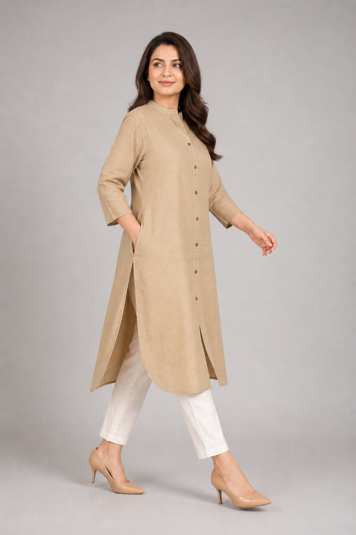 Chikoo Cotton Kurta