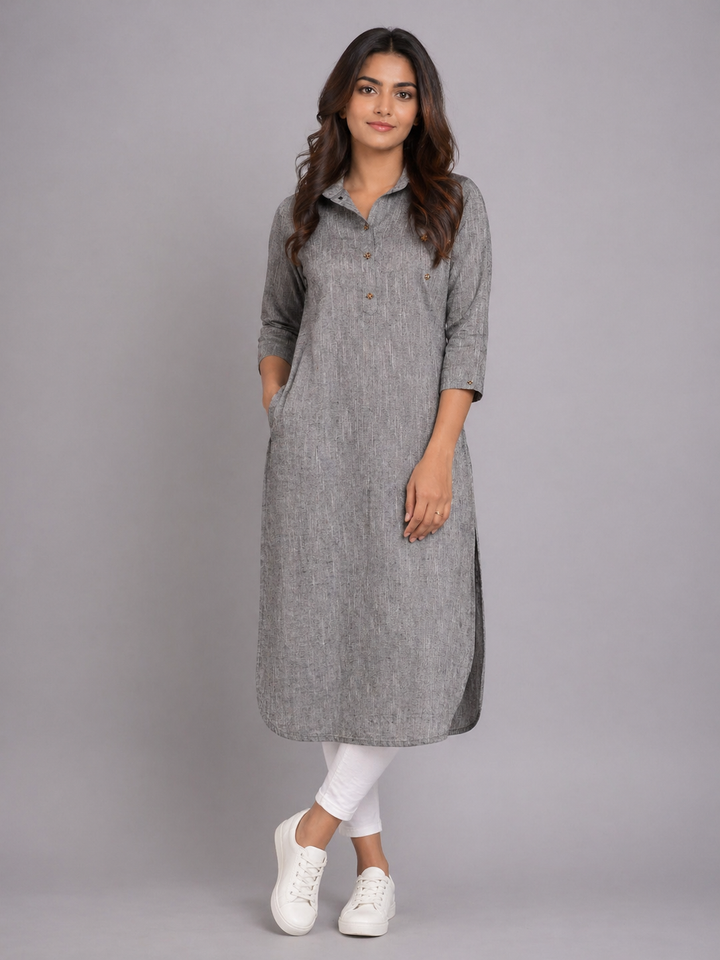 Dove Grey Cotton Kurta
