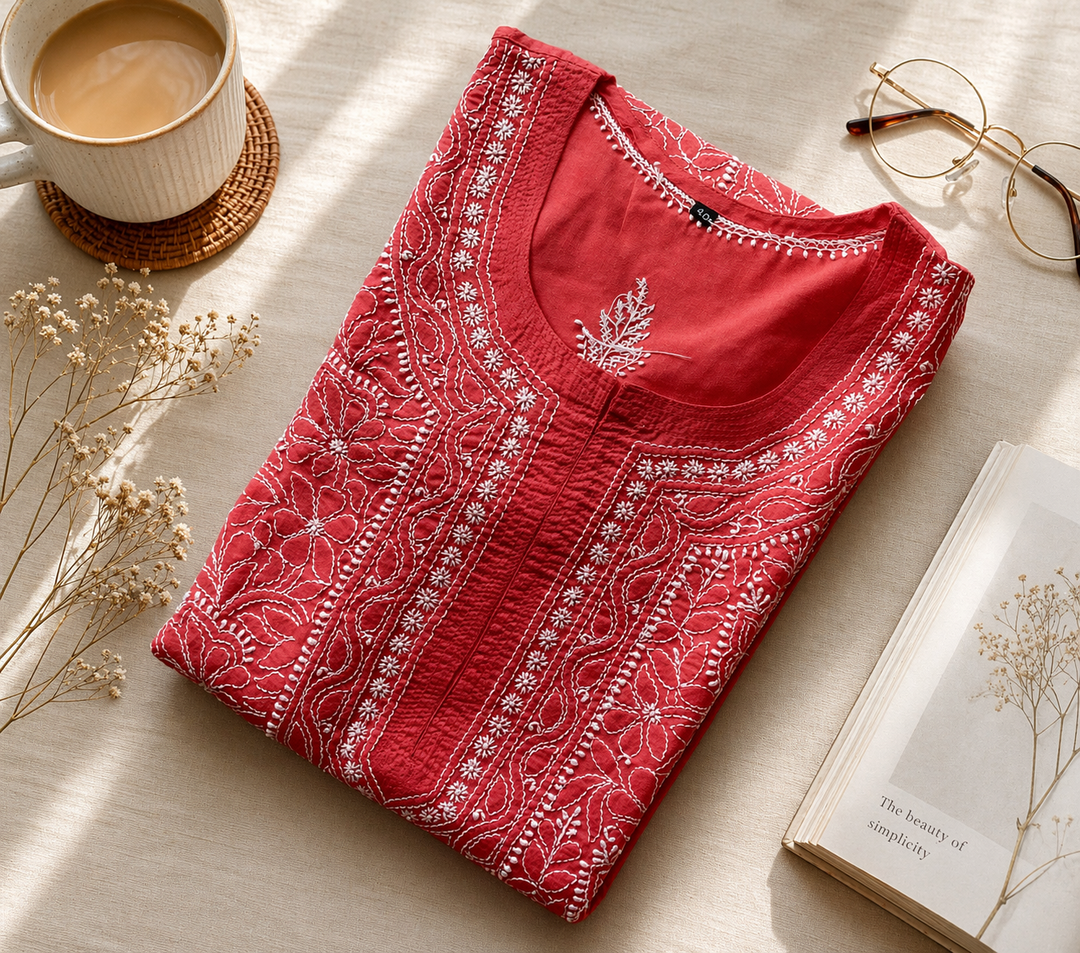 Coral Chikankari Kurta only