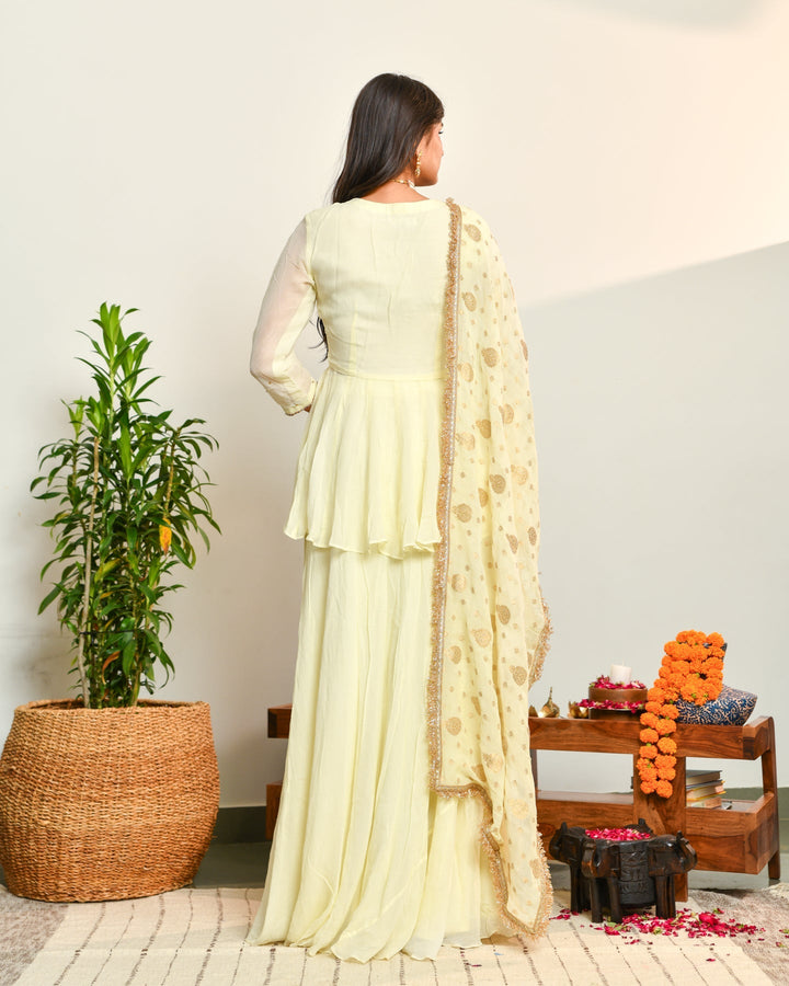 Off White Embroidered Anarkali Suit