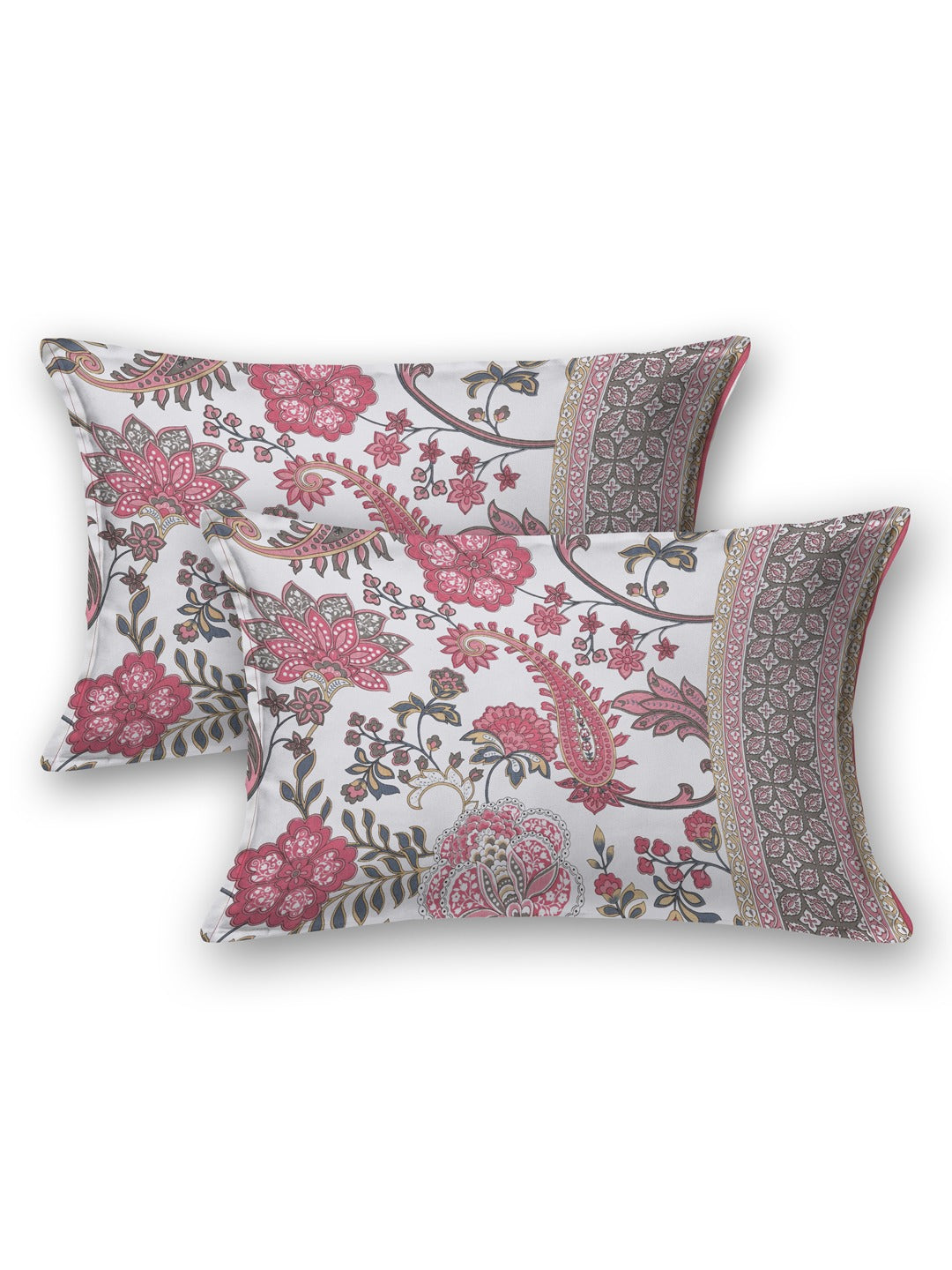 Pink-&-Grey-Handblock-Print-Bedsheet-With-2-Pillow-Covers