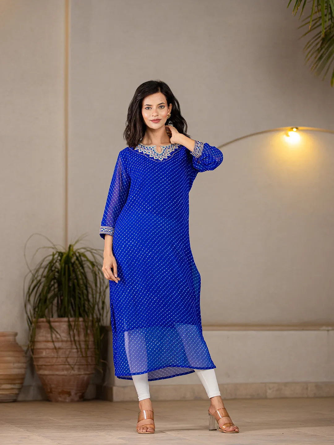 Blue-Georgette-Embroidery-A-Line-Kurta