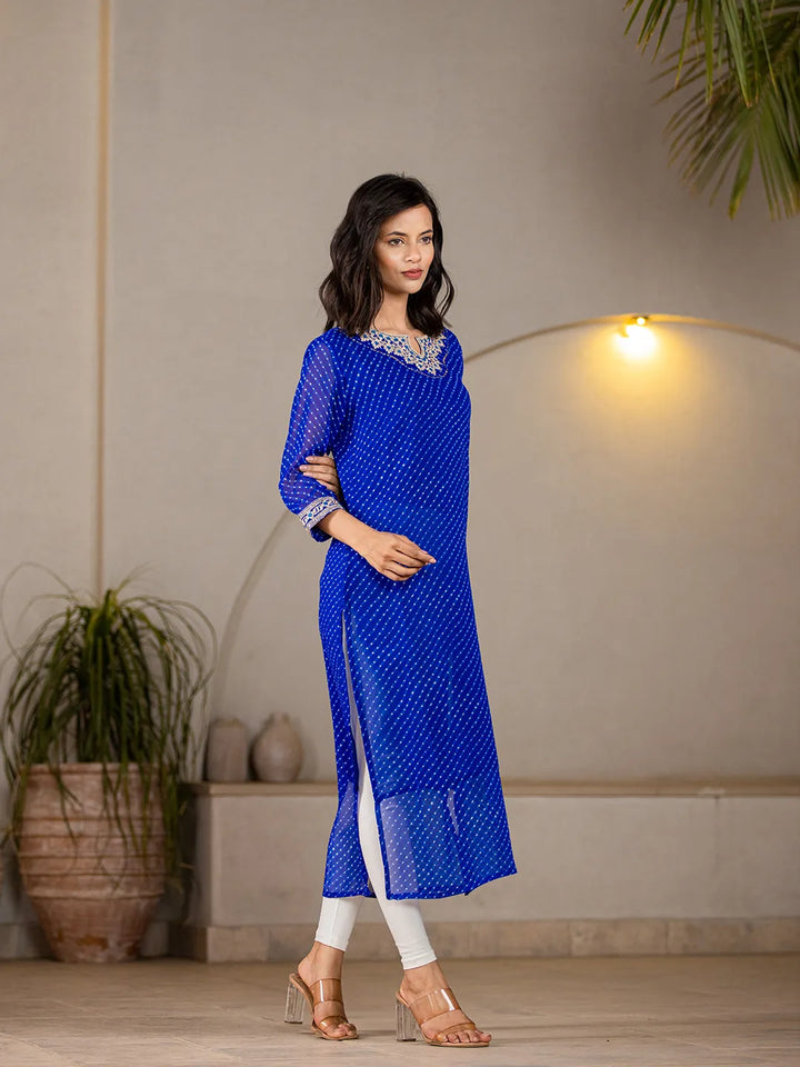 Blue-Georgette-Embroidery-A-Line-Kurta