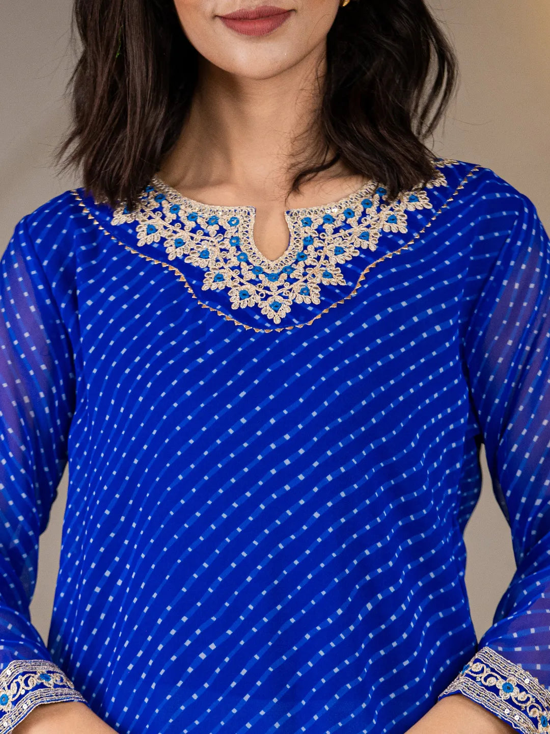 Blue-Georgette-Embroidery-A-Line-Kurta