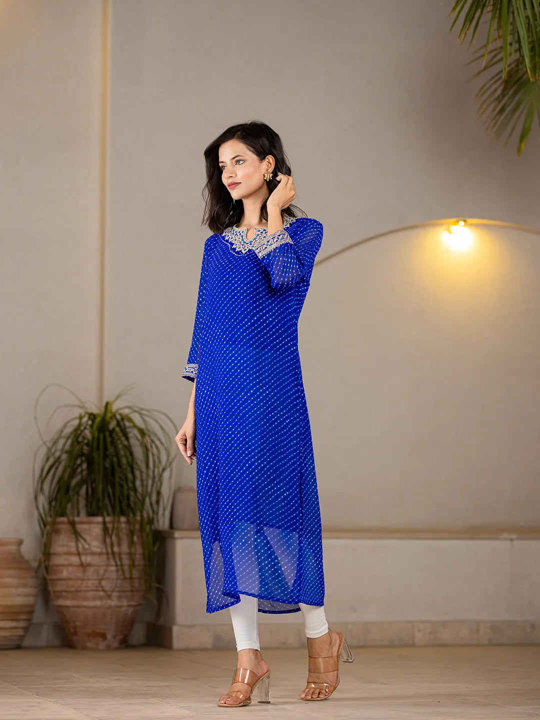 Blue-Georgette-Embroidery-A-Line-Kurta