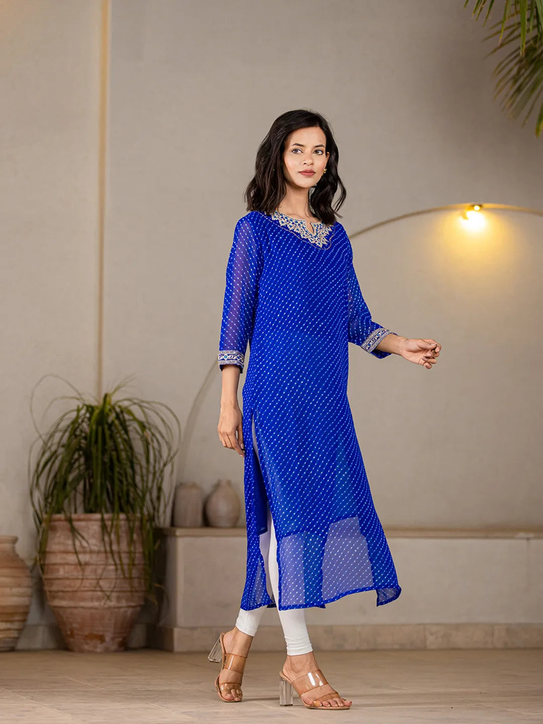 Blue-Georgette-Embroidery-A-Line-Kurta