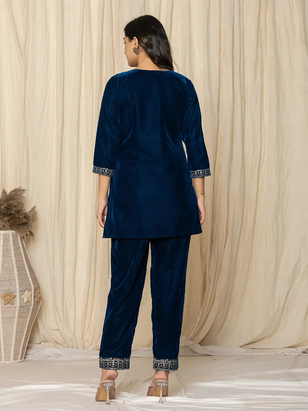 Blue-Velvet-Embroidered-Co-Ord-Set