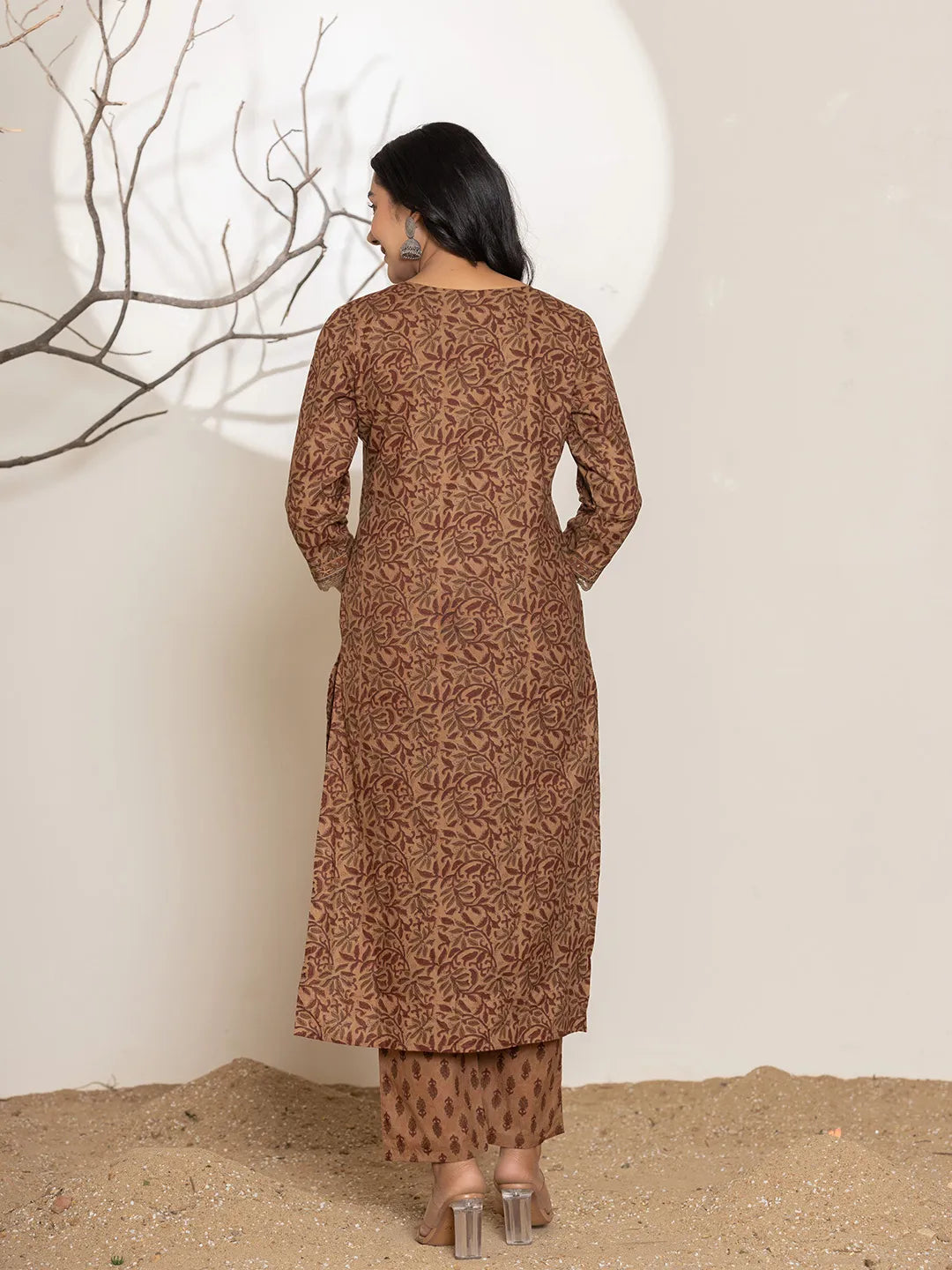 Brown-Cotton-Leaf-Print-Straight-3-Piece-Kurta-Set