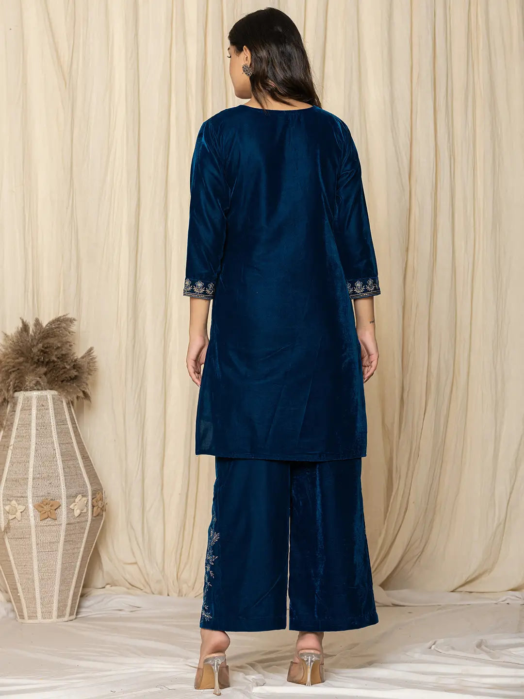 Bue-Velvet-Zari-Work-Embroidered-Co-Ord-Set