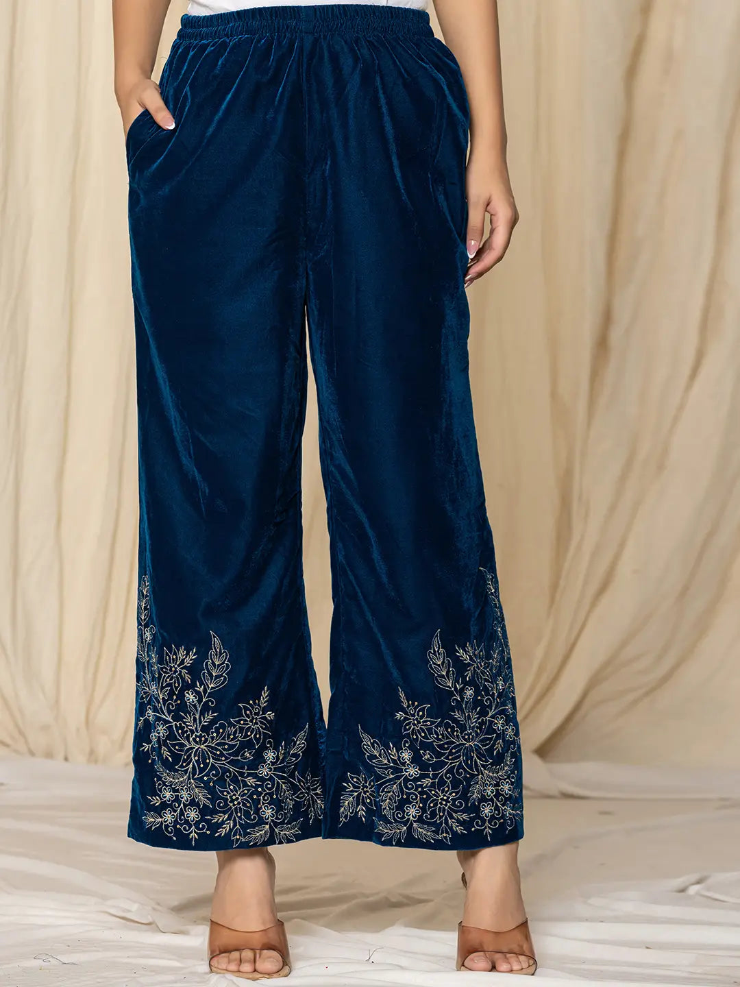 Bue-Velvet-Zari-Work-Embroidered-Co-Ord-Set