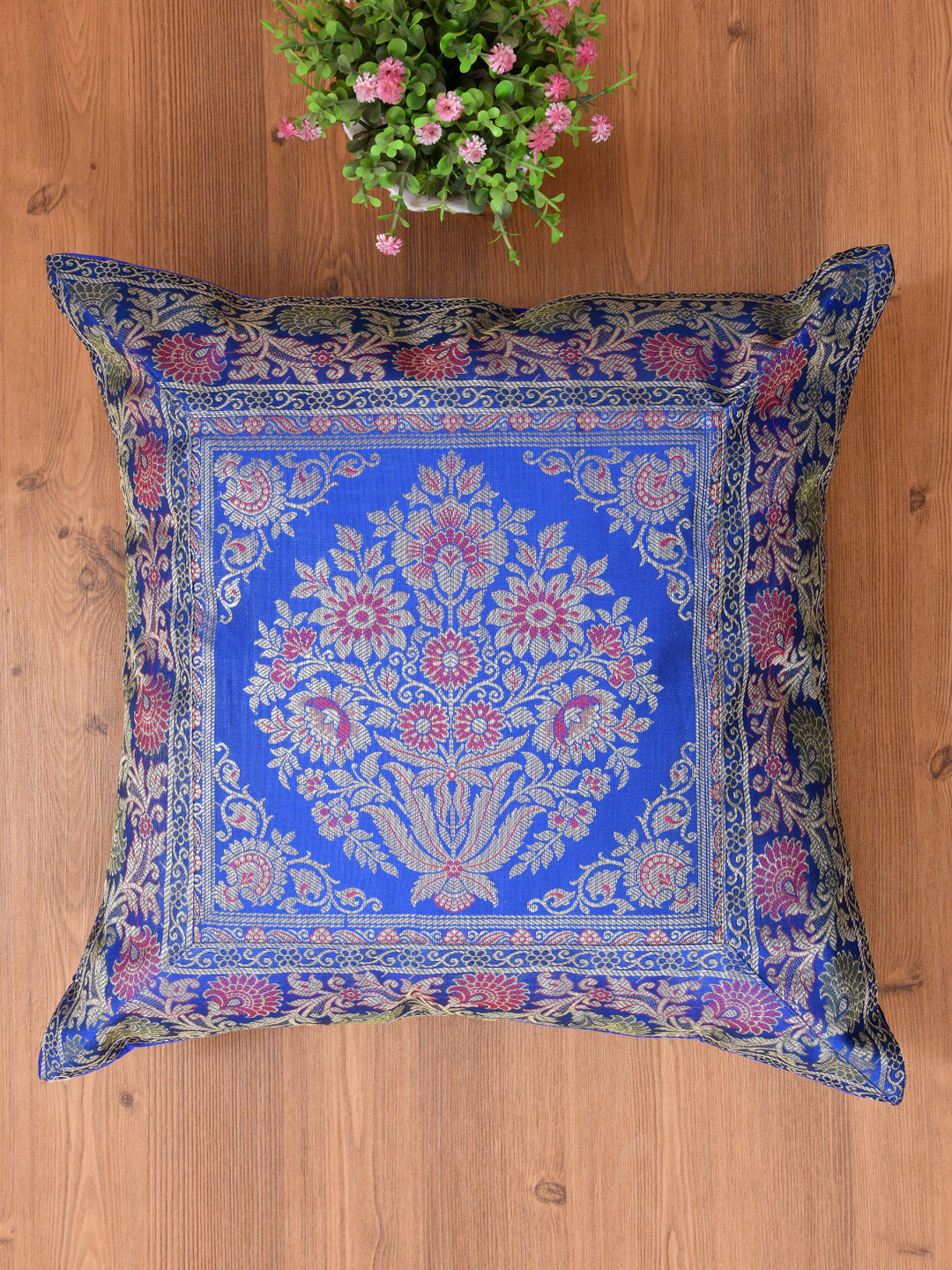 Blue-Banarasi-Zari-Cushion-Cover