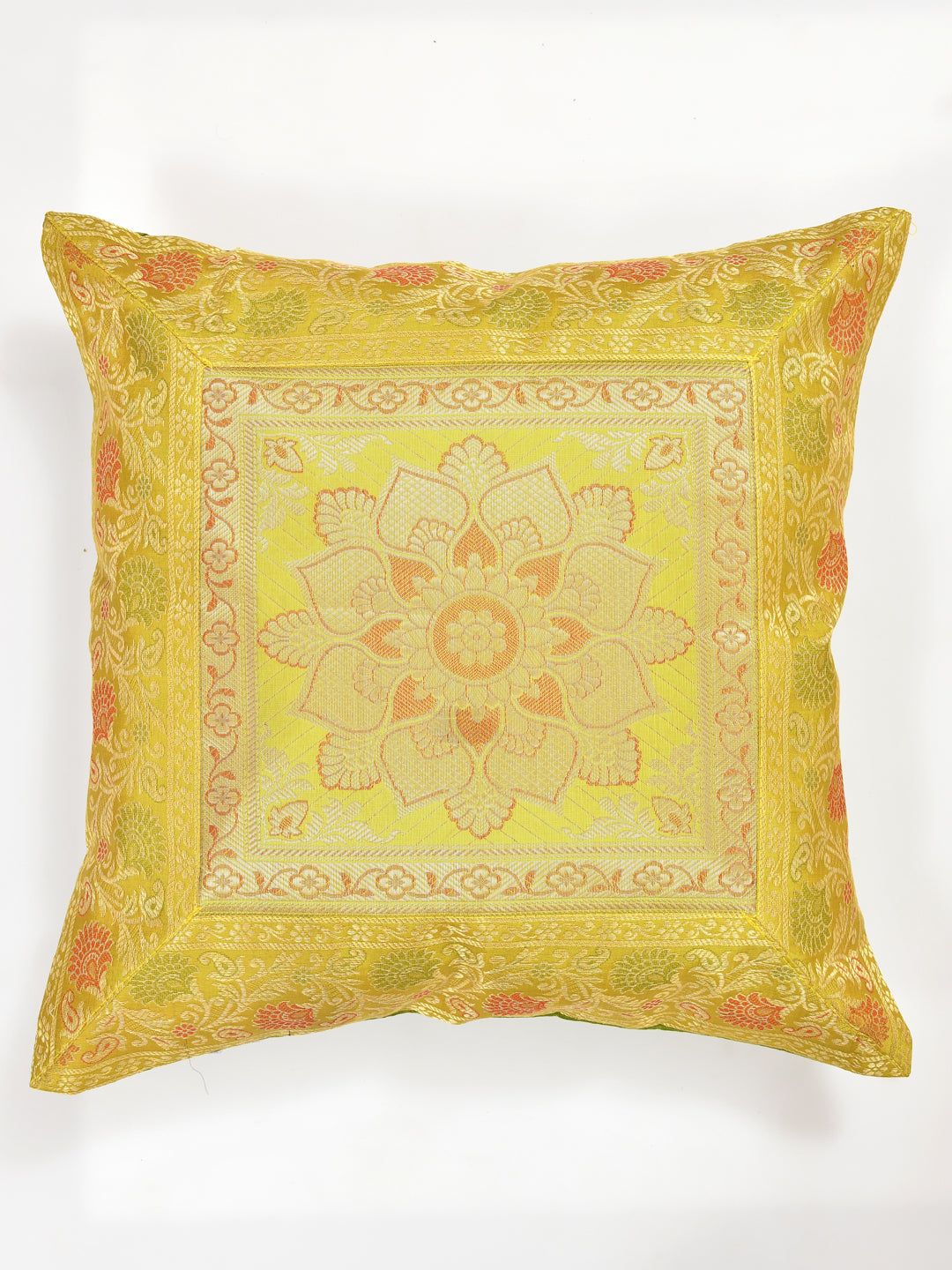 Yellow-Banarasi-Zari-Cushion-Cover