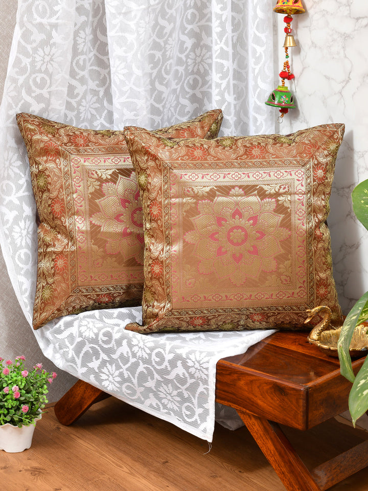 Brown-Banarasi-Zari-Cushion-Cover