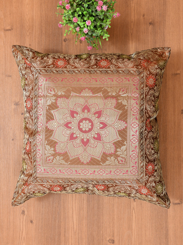 Brown-Banarasi-Zari-Cushion-Cover