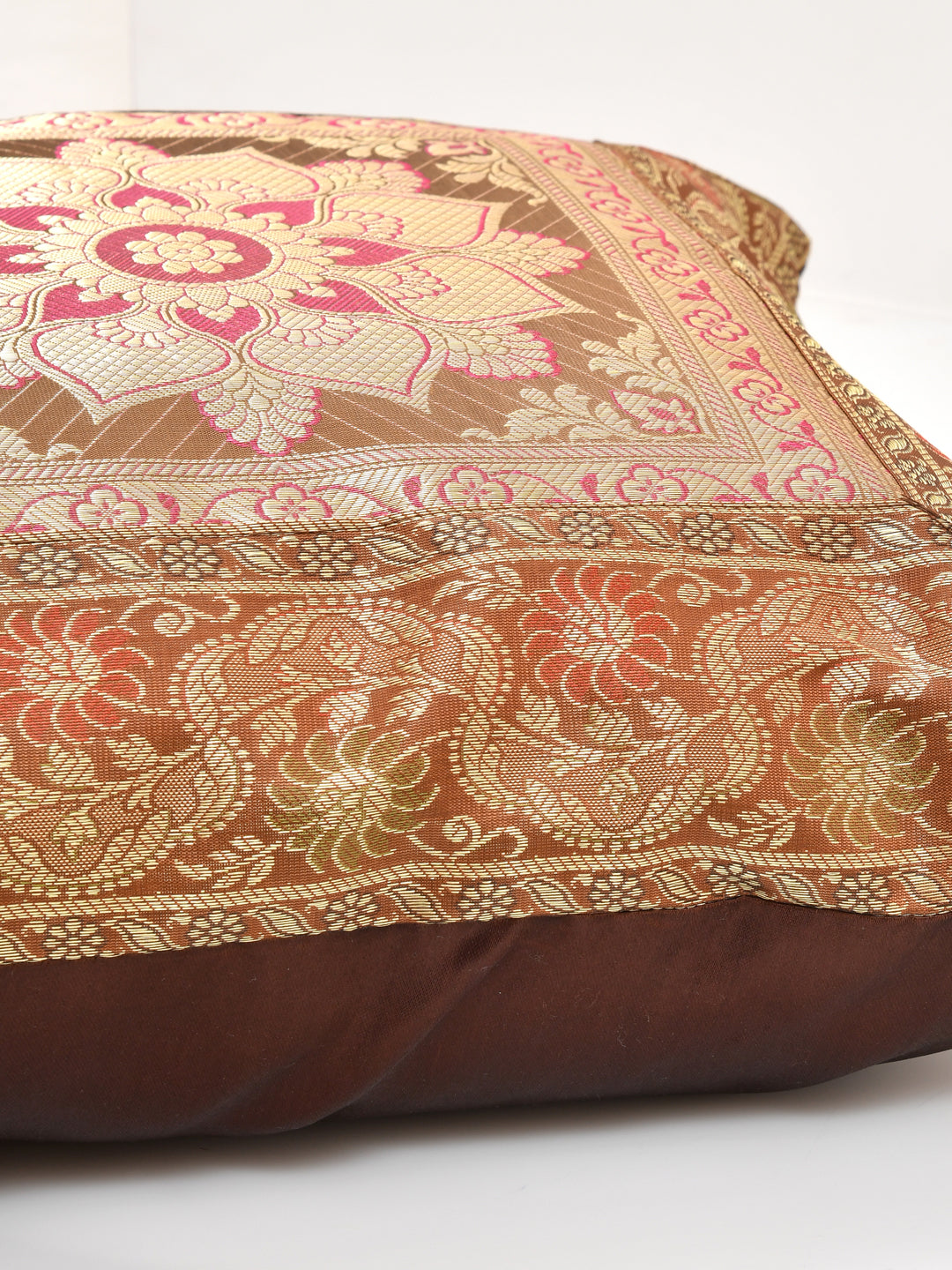 Brown-Banarasi-Zari-Cushion-Cover