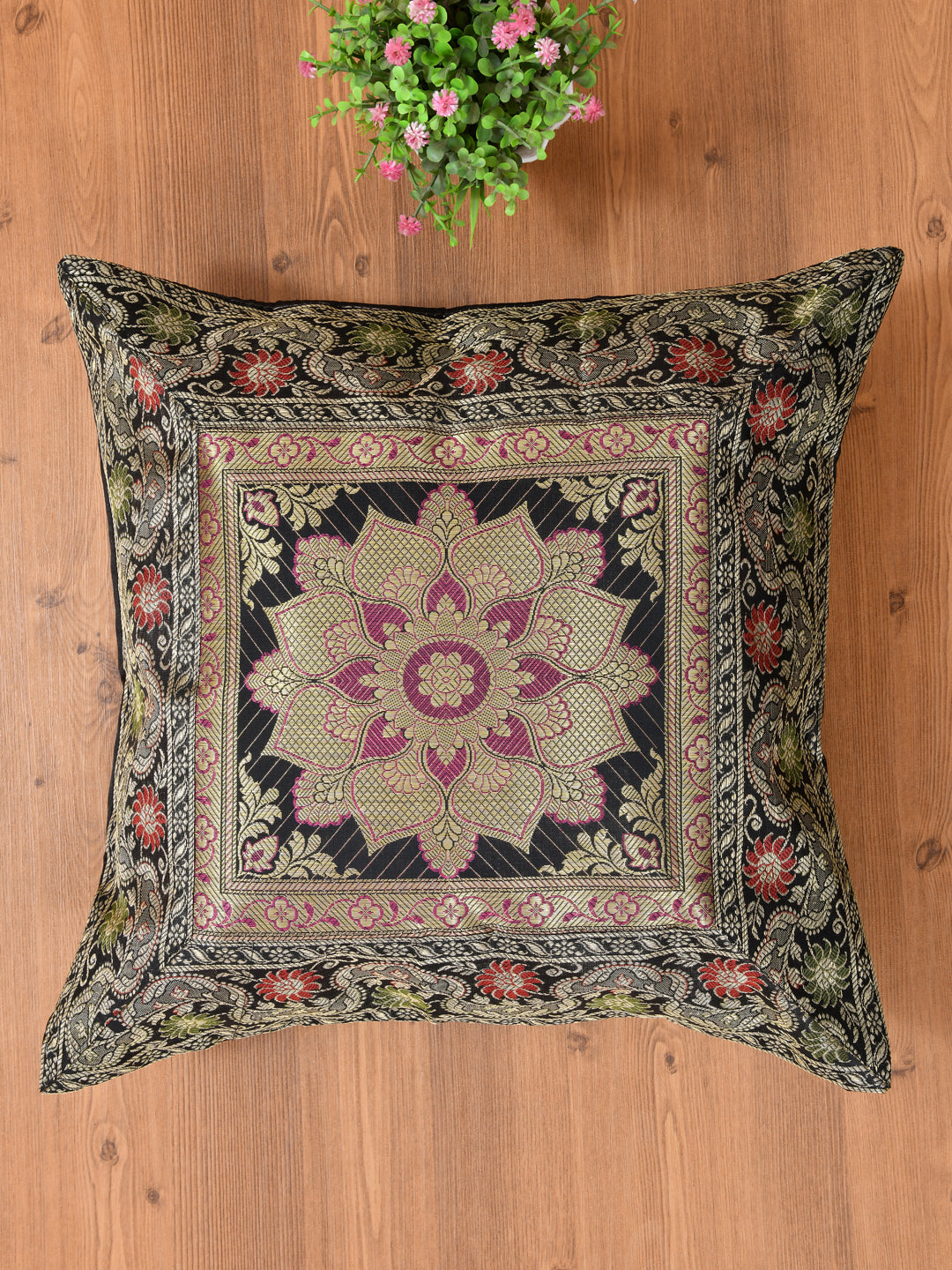 Black-Banarasi-Zari-Cushion-Cover