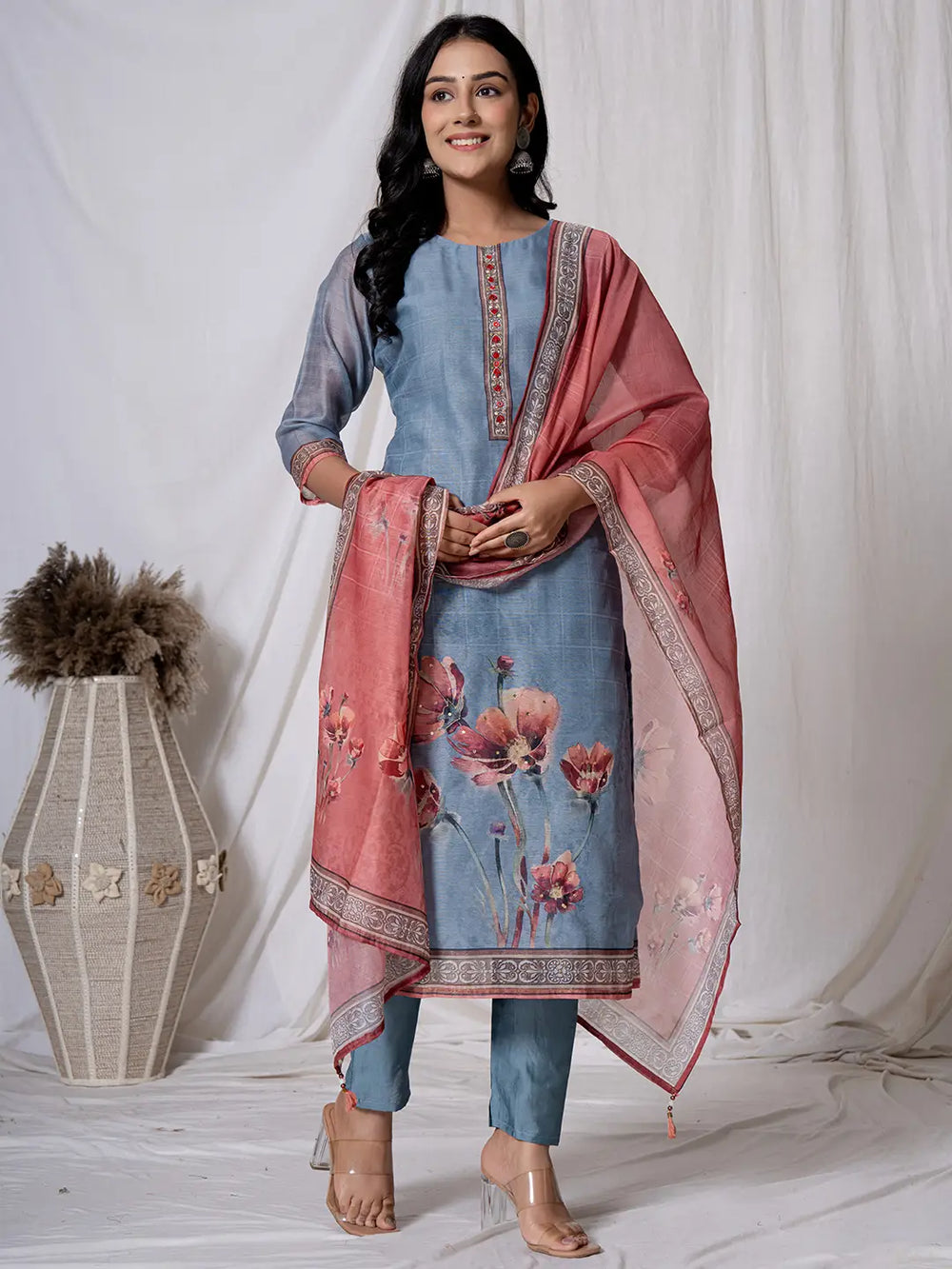 Blue-Chanderi-Embroidered-Straight-3-Piece-Kurta-Set