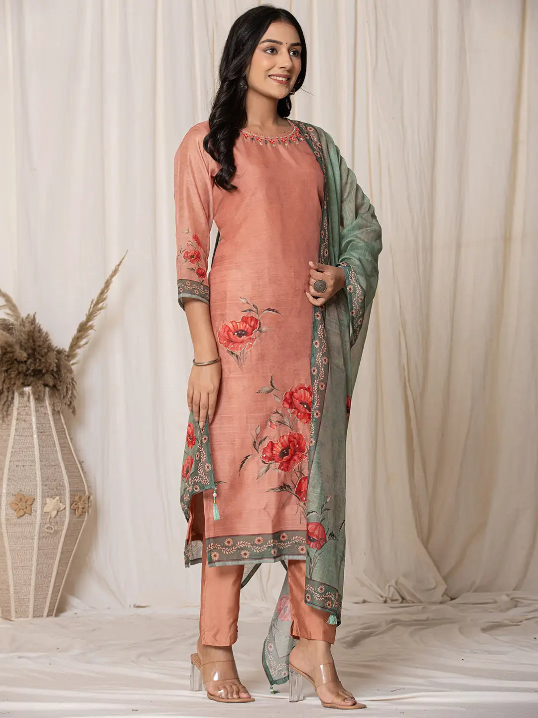 Rust-Chanderi-Embroidered-Straight-3-Piece-Kurta-Set