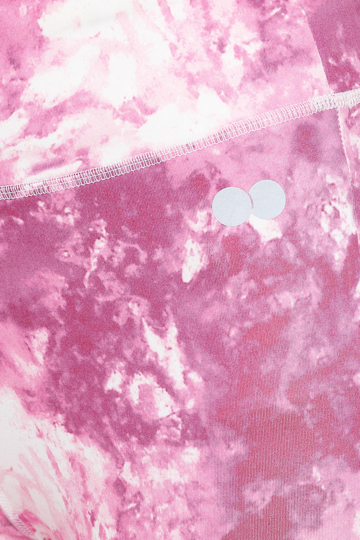 Pink-Polyamide-Snug-Fit-Ankle-Length-Tie-Dye-Print-Tights