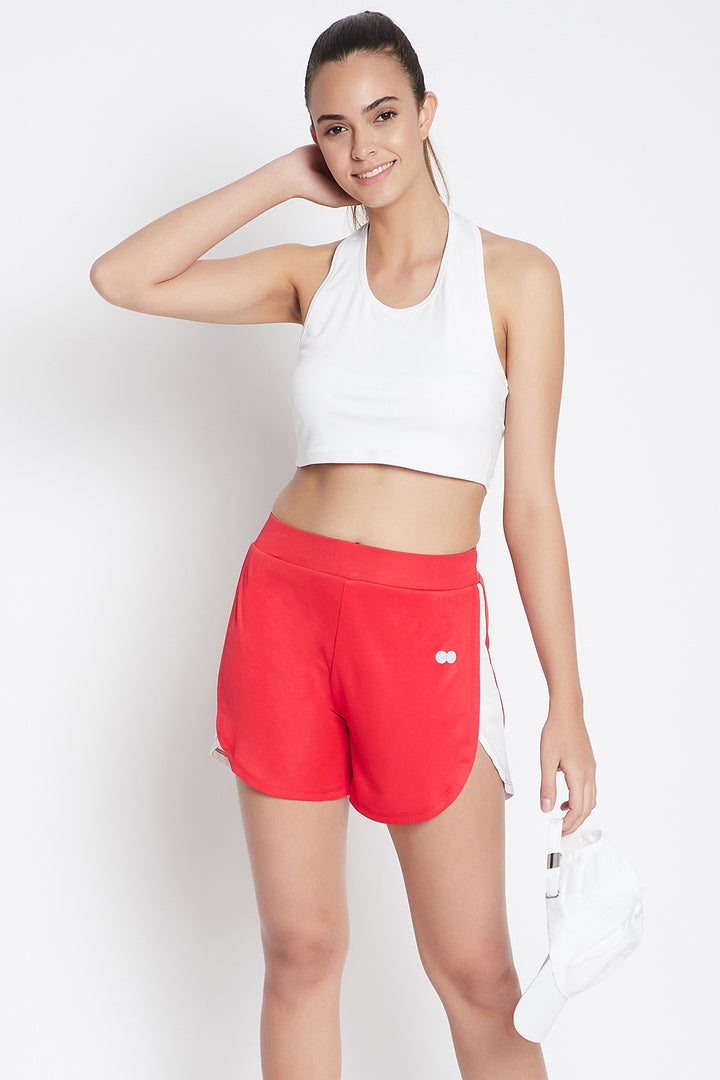 Red-Polyester-Comfort-Fit-Active-Dolphin-Shorts