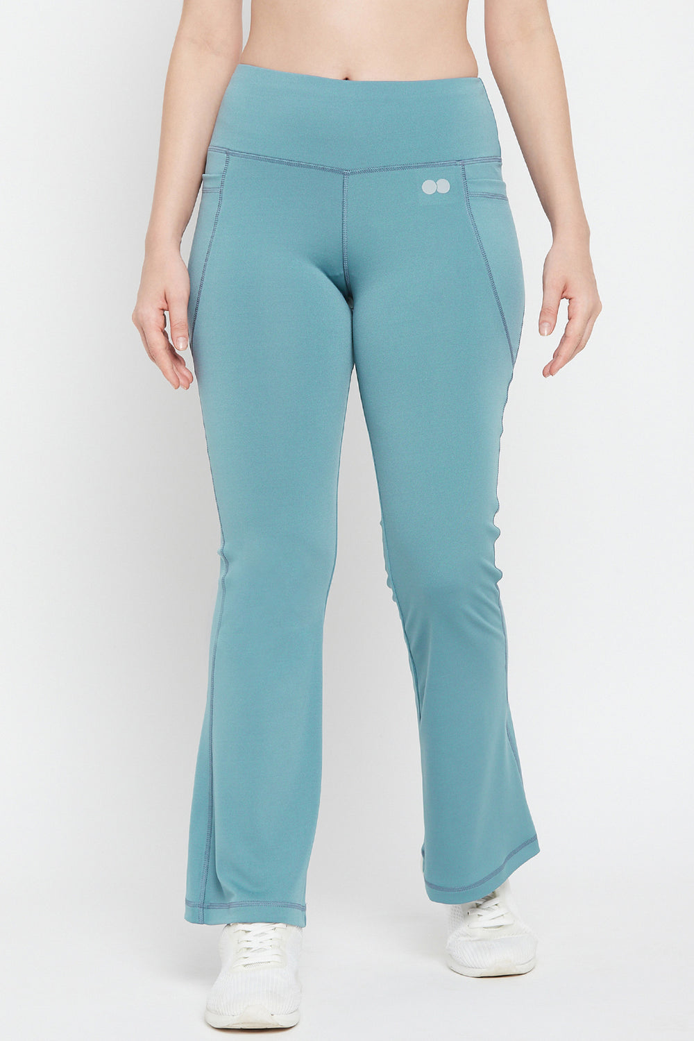 Sky-Blue-Polyamide-Flared-Yoga-Pants-With-Side-Pockets