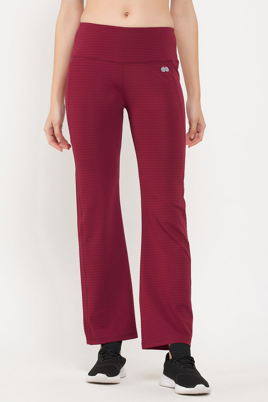 Maroon-Poly-Spandex-Flared-Yoga-Pants-With-Side-Pocket