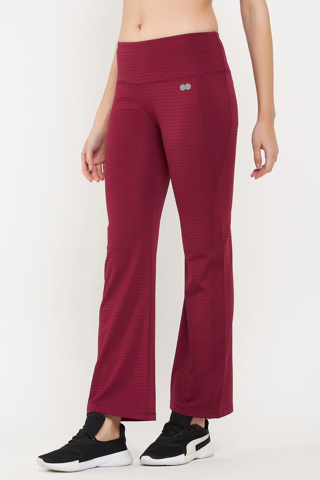 Maroon-Poly-Spandex-Flared-Yoga-Pants-With-Side-Pocket