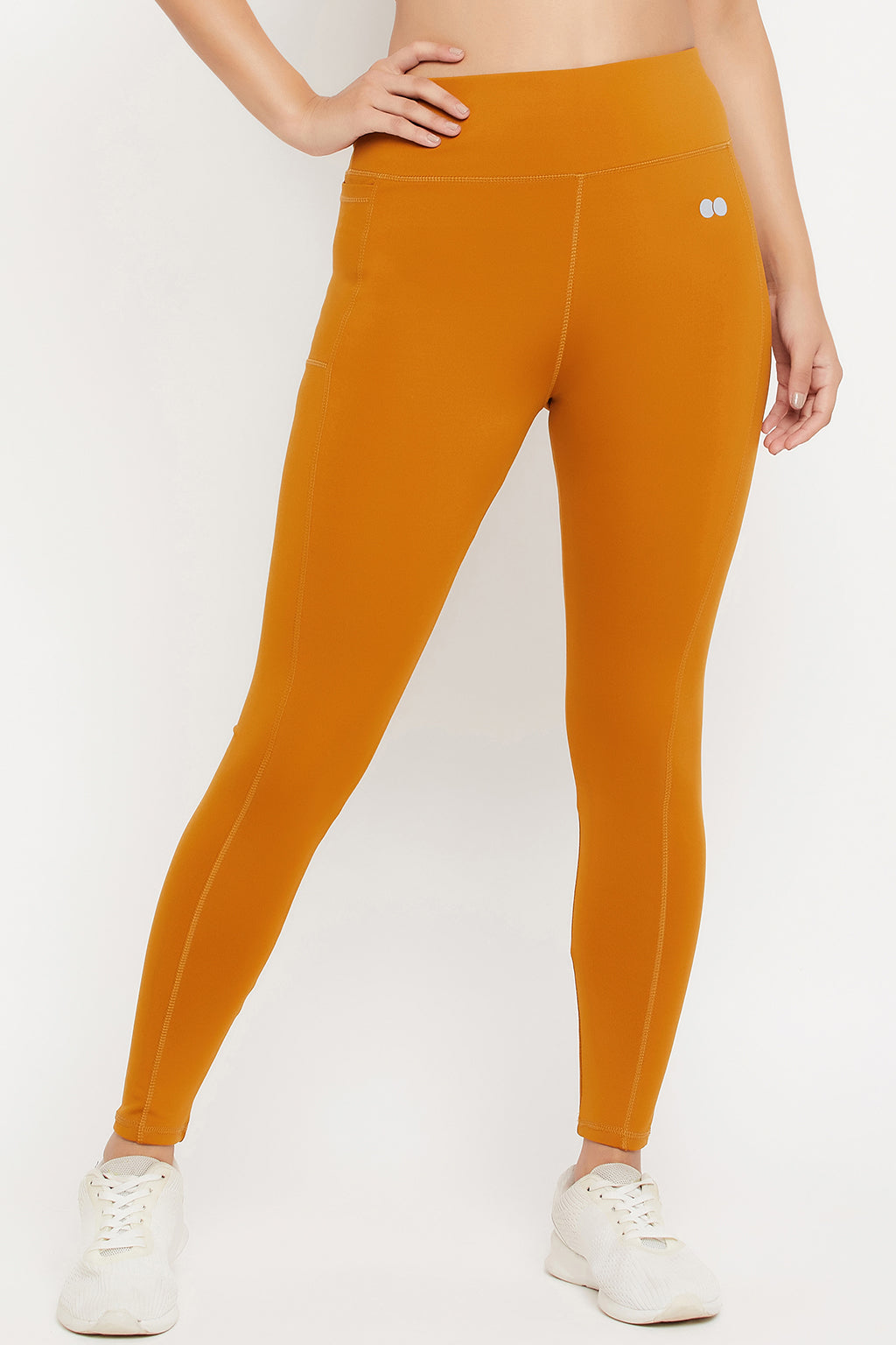 Mustard-Yellow-Poly-Spandex-High-Rise-Tights-With-Side-Pocket