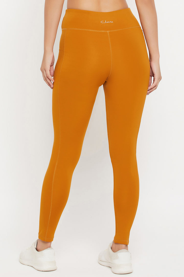 Mustard-Yellow-Poly-Spandex-High-Rise-Tights-With-Side-Pocket