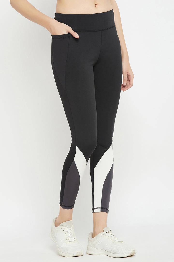 Black-Poly-Spandex-Tights-With-Contrast-Panels-&-Side-Pocket