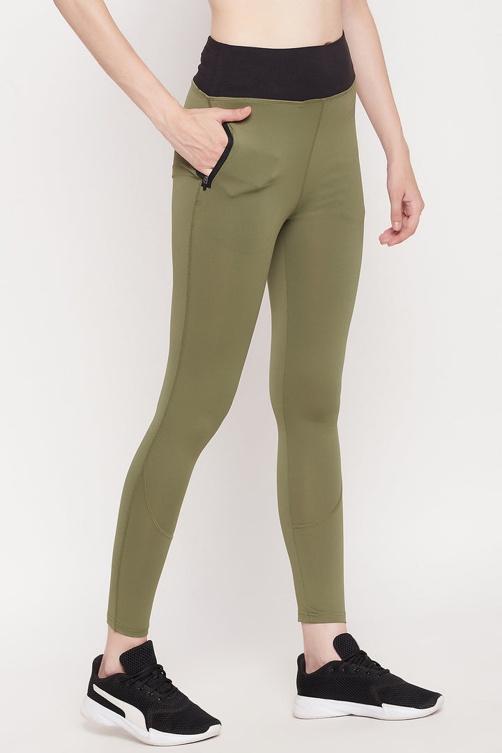 Olive-Green-Poly-Spandex-High-Rise-Tights-With-Side-Pockets