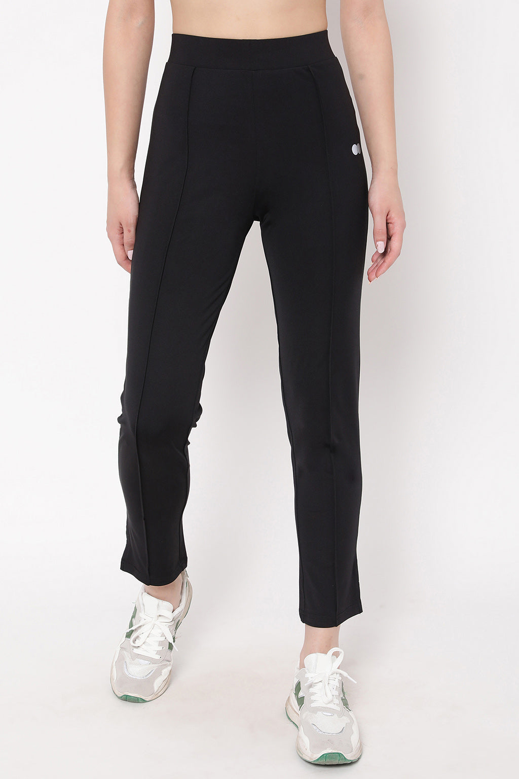 Black-Poly-Spandex-Snug-Fit-High-Rise-Straight-Pants