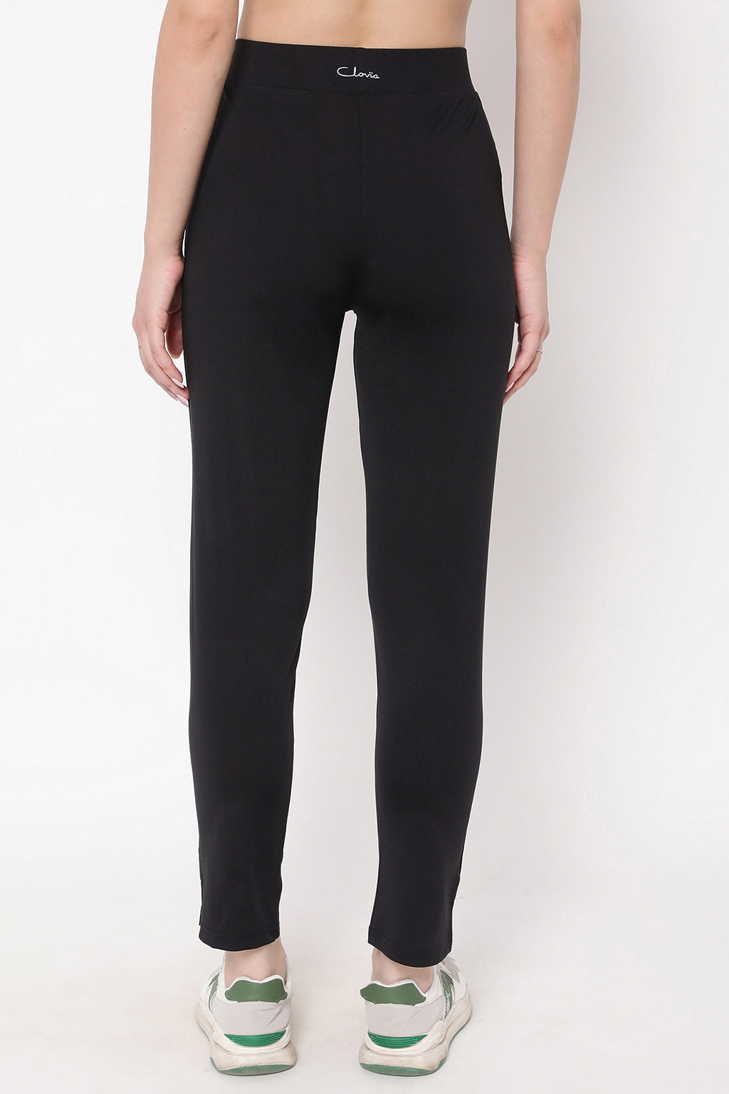 Black-Poly-Spandex-Snug-Fit-High-Rise-Straight-Pants