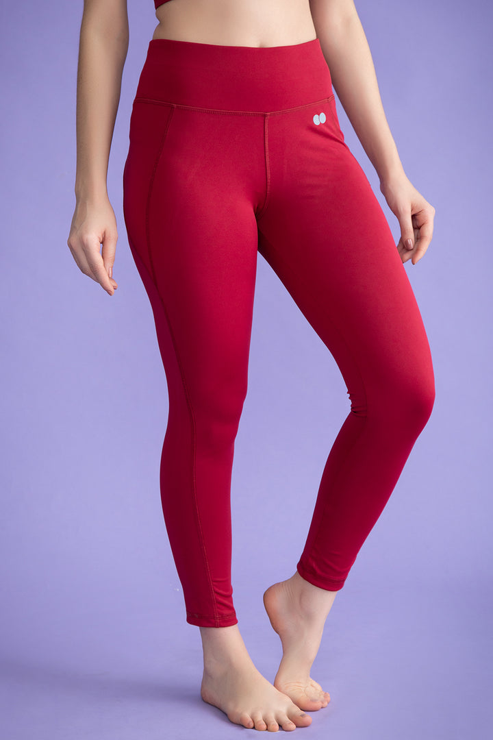 Maroon-Polyamide-High-Rise-Activewear-Tights