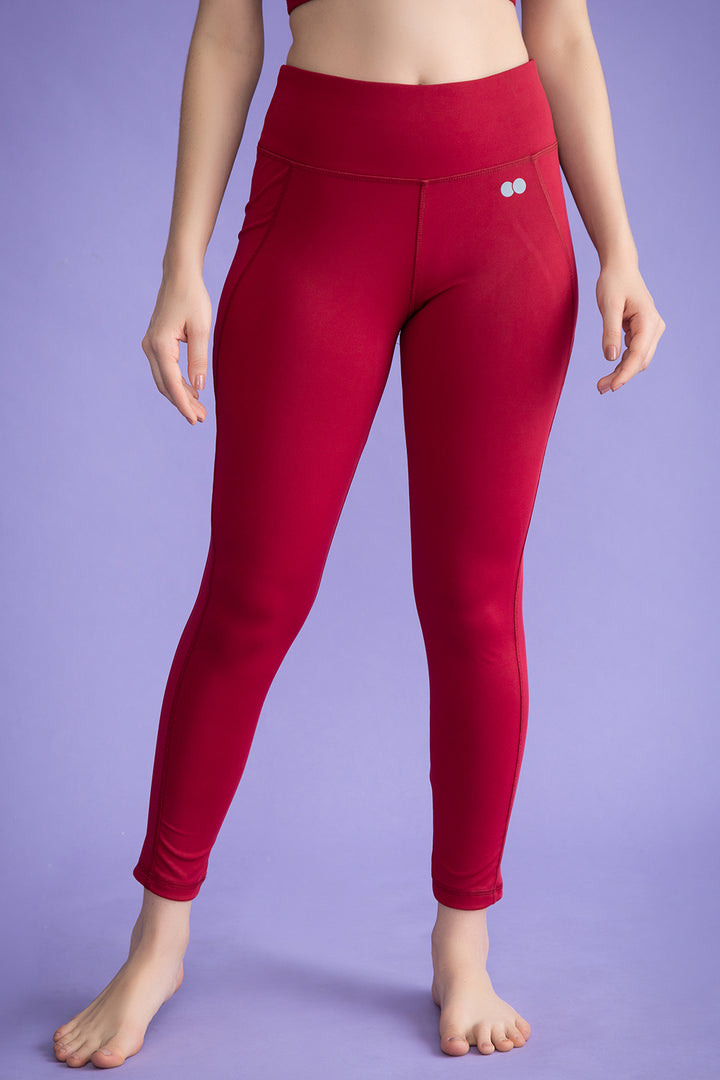 Maroon-Polyamide-High-Rise-Activewear-Tights