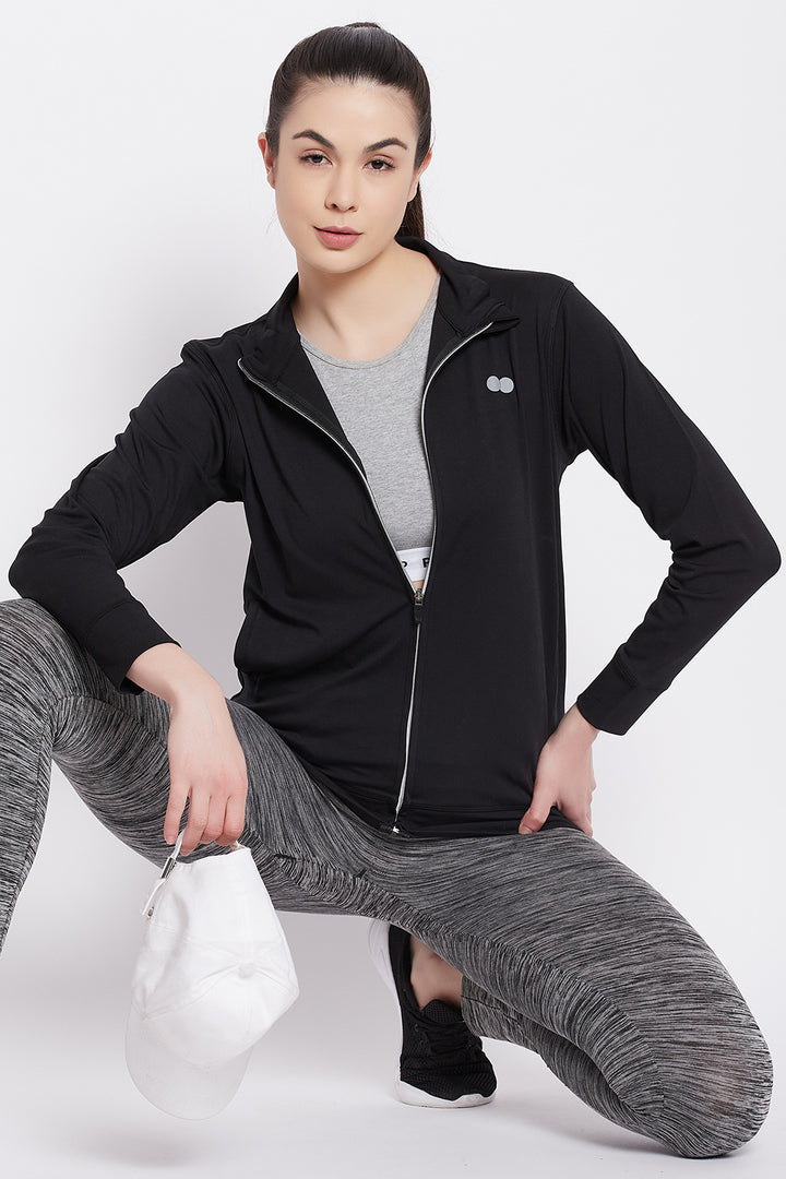 Black-Polyester-Activewear-Jacket