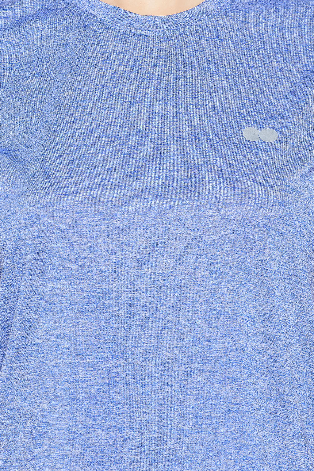 Sky-Blue-Melange-Polyester-Comfort-Fit-Cropped-T-shirt