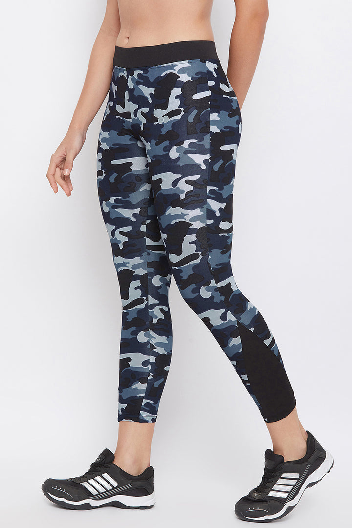 Navy-Blue-Polyamide-Camouflage-Print-Ankle-Length-Tights