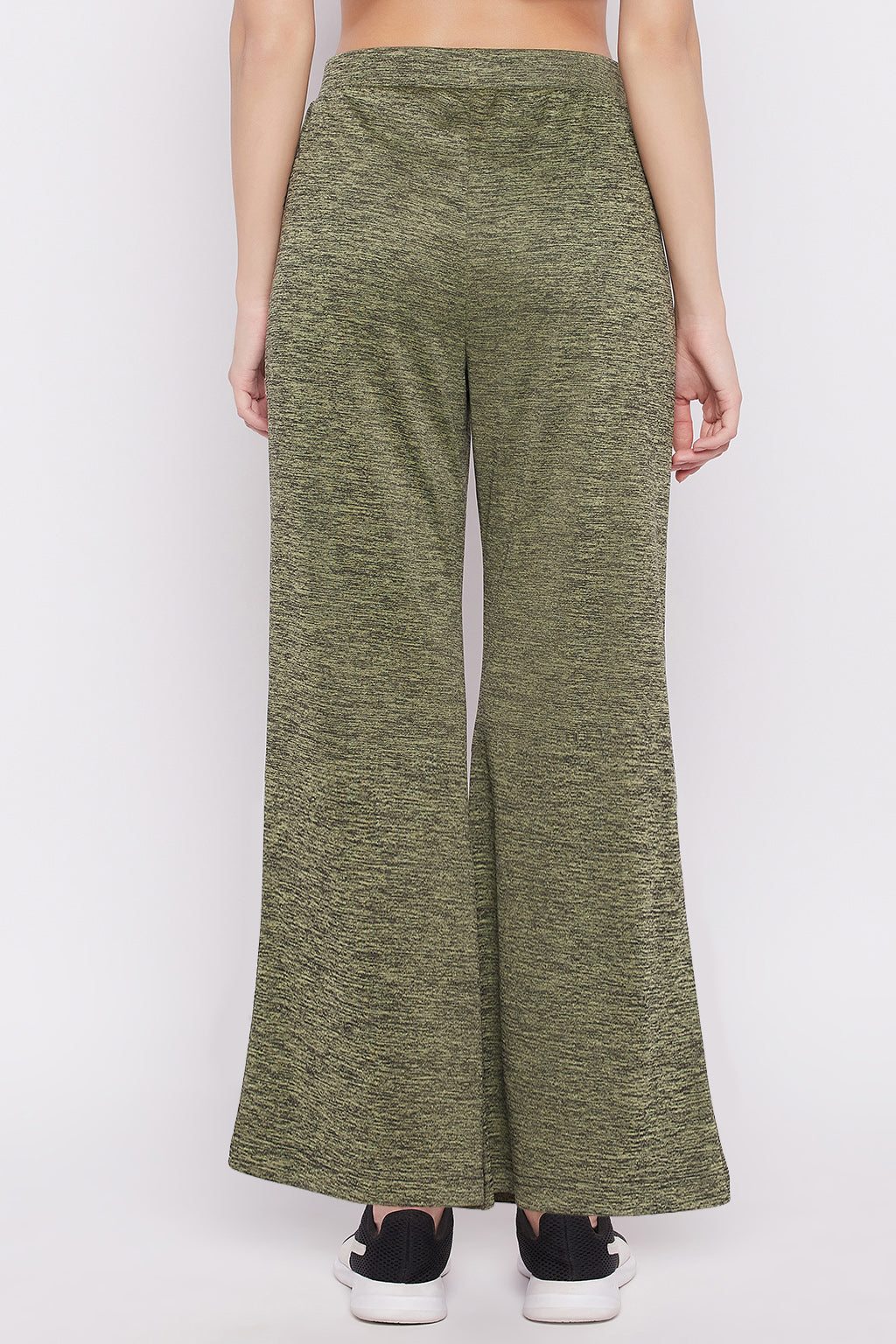 Green-Polyester-Comfort-Fit-Flared-Active-Pants