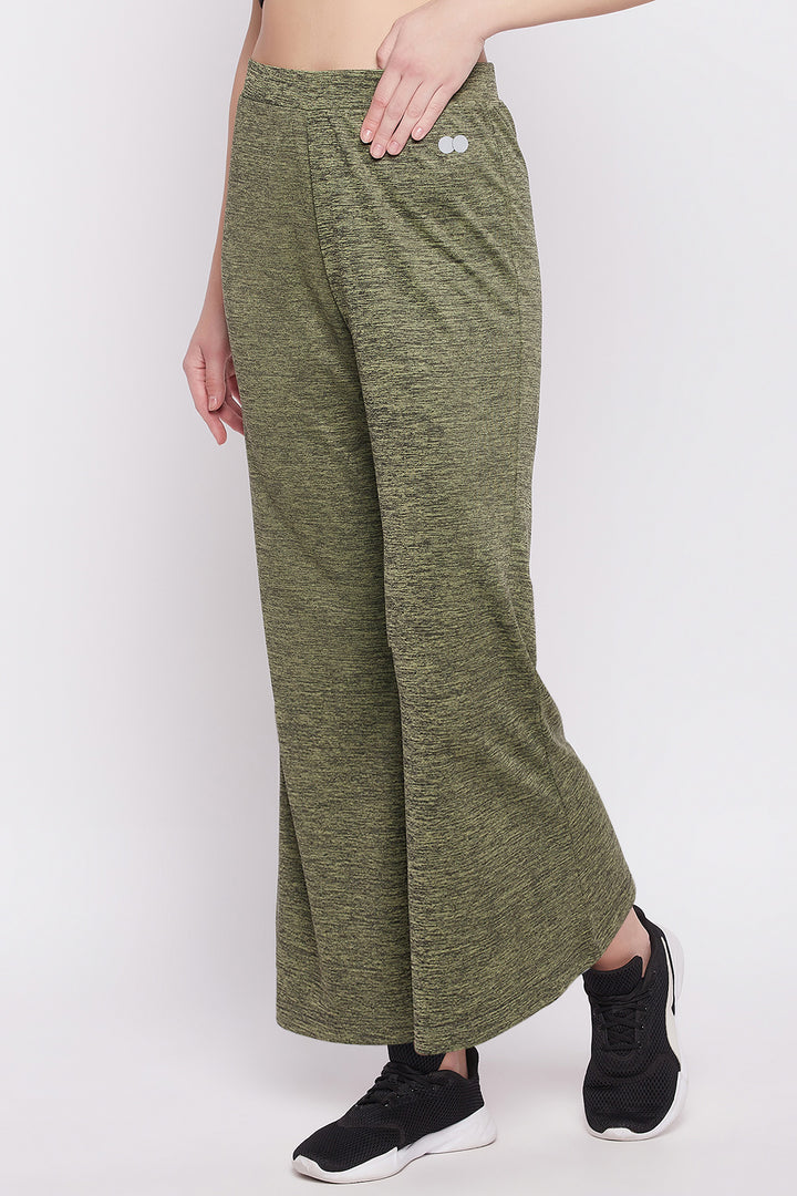 Green-Polyester-Comfort-Fit-Flared-Active-Pants