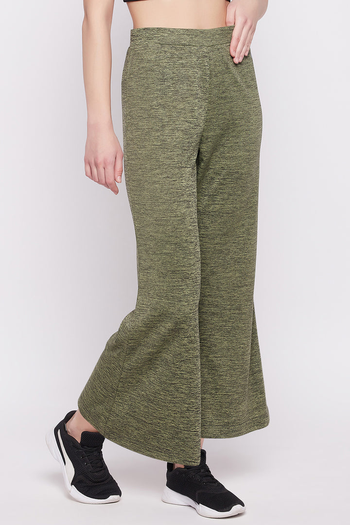 Green-Polyester-Comfort-Fit-Flared-Active-Pants